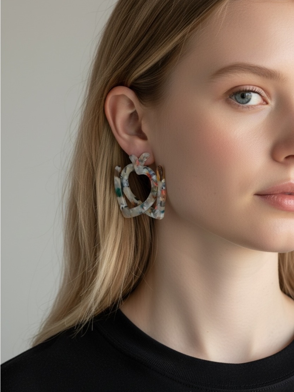 9/23 Multicolor Resin Heart Hoop Earrings - Women Jewelry